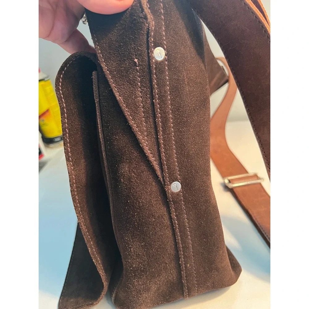 Jack‎ Spade Suede Leather Large Messenger Bag Chocolate Brown
